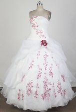 Elegant Ball Gown Strapless Floor-length White Quinceanera Dress X0426079