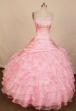 Elegant Ball Gown Sweetheart Floor-length Baby Pink Quinceanera dress Style FA-L-315
