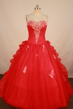 Pretty Ball Gown Sweetheart Floor-length Red Appliques Quinceanera dress Style FA-L-168