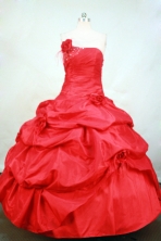 Elegant Ball gown Strapless Floor-length Taffeta Red Quinceanera Dresses Style FA-C-105