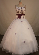 Exclusive Ball Gown Strap Floor-length White Organza Appliques Quinceanera dress Style FA-L-170