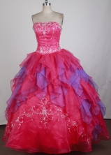 Exclusive Ball Gown Strapless Floor-length Red Quinceanera Dress LZ426014
