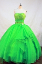 Exclusive Ball Gown Strapless Floor-length Spring Green Organza Beading Quinceanera Dress Style FA-L-205