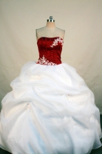 Exclusive Ball Gown Strapless Floor-length White Organza Appliques Quinceanera Dress Style FA-L-101