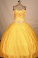 Exclusive Ball Gown Sweetheart Floor-length Gold Beading Quinceanera Dress Style FA-L-190