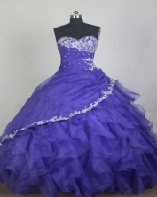 Exclusive Ball Gown Sweetheart Neck Floor-length Blue Quinceanera Dress LZ426029