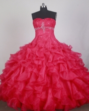 Exclusive Ball Gown Sweetheart Neck Floor-length Red Quinceanera Dress LZ426052