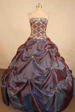 Exclusive ball gown strapless floor-length taffeta beading quinceanera dresses FA-X-082