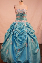 Exquisite Ball Gown Sweetheart Floor-length Aqua Blue Taffeta Quinceanera dress Style LJ042468