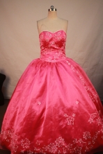 Exquisite Ball Gown Sweetheart Floor-length Coral Red Satin Quinceanera dress Style LJ42465