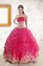 Exquisite Lace Appliques Hot Pink  Quinceanera Gowns for 2015 XFNAO501FOR 
