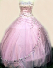 Exquisite ball gown sweetheart-neck floor-length net appliques lavender quinceanera dresses FA-X-103