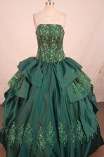 Fashionable Ball Gown Strapless Floor-length Hunter Embroidery Quinceanera dress Style FA-L-167 