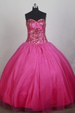 Fashionable Ball Gown Sweetehart Floor-length Hot Pink Quincenera Dresses TD2600103