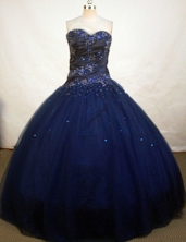 Fashionable Ball Gown Sweetheart Floor-length Navy Blue Beading Quinceanera Dress Style FA-L-107