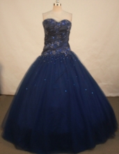 Fashionable Ball Gown Sweetheart Floor-length Navy Blue Beading Quinceanera dress Style FA-L-107