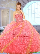 Fashionable Beading Multi Color Sweet 16 Dresses with Ball Gown SJQDDT149002-2FOR