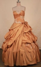 Gorgeous Ball Gown Strapless Floor-length Quinceanera Dresses Appliques with Beading Style FA-Z-0324