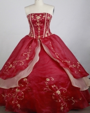 Gorgeous Ball Gown Strapless Floor-length Red Quinceanera Dress LZ426007