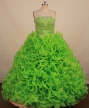 Gorgeous Ball Gown Strapless Floor-length Spring Green Organza Quinceanera dress Style FA-L-105