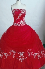 Gorgeous Ball Gown Strapless Floor-length Tulle Red Quinceanera Dresses Style FA-C-73