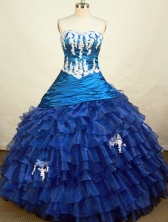 Gorgeous Ball Gown Sweetheart Floor-length Blue Organza Appliques Quinceanera Dress Style FA-L-208