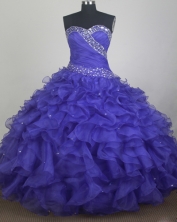 Gorgeous Ball Gown Sweetheart Neck Floor-length Blue Quinceanera Dress LZ426049
