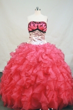 Gorgeous Ball gown Strapless Floor-length Organza Red Quinceanera Dresses Style FA-C-098