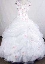 Lovely Ball Gown Off the shoulder neck Floor-length Organza Quinceanera Dresses Style FA-C-030