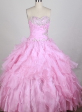 Lovely Ball Gown Sweetheart Floor-length Pink Quincenera Dresses TD260005