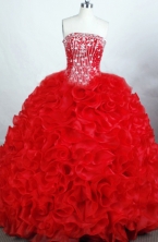 Luxurious Ball Gown Strapless Floor-length Red Quinceanera Dresses Style FA-C-032