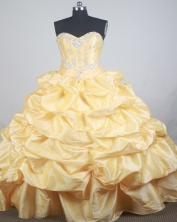 Luxurious Ball Gown Sweetheart  Floor-length Yellow Quinceanera Dress LZ426023