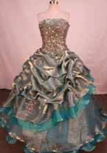 Luxuriously Ball Gown Strapless Floor-length Grey Taffeta Beading Quinceanera dress Style FA-L-164