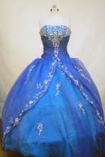 Modest Ball gown Strapless Floor-length Organza Blue Quinceanera Dresses Style FA-C-116