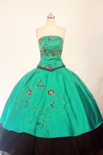 Modest ball gown strapless floor-length green appliques quinceanera dresses FA-X-064 