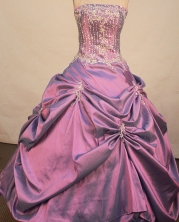 Modest ball gown strapless floor-length taffeta beading fuchsia quinceanera dresses FA-X-072