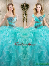 New Arrivals Beading Aqua Blue Quinceanera Gowns with Sweetheart SJQDDT184002FOR