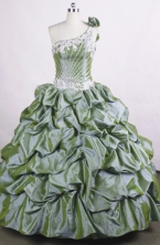 Perfect Ball Gown One-shoulder Neck Floor-length Beading Quinceanera Dresses Style FA-C-69
