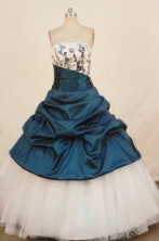 Perfect Ball Gown Strapless Floor-length Taffeta Appliques Quinceanera dress Style FA-L-323