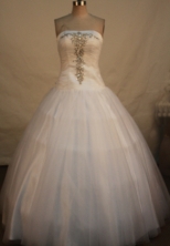 Popular Ball Gown Floor-length White Beading Quinceanera dress Style FA-L-130