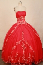 Popular Ball Gown Strapless Floor-length Red Quinceanera dress Style FA-L-302