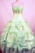 Popular Ball Gown Sweetheart Floor-length Yellow Green Taffeta Beading Quinceanera Dress Style FA-L-111
