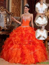 Pretty 2016 Sweetheart Beading Sweet 15 Dresses in Orange  QDZY061EFOR