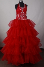 Pretty Ball Gown Halter Floor-length Pink Quinceanera Dress LJ2629