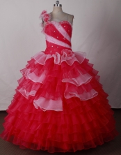 Pretty Ball Gown One Shoulder Neck Floor-length Quinceanera Dress LJ2624