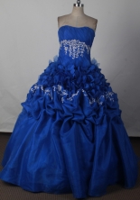 Pretty Ball Gown Strapless Floor-length Blue Quinceanera Dress LJ2613