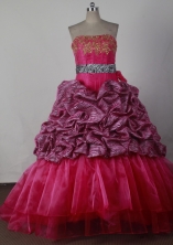 Pretty Ball Gown Strapless Floor-length Red Quinceanera Dress X042609
