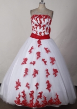 Pretty Ball Gown Strapless Floor-length White Quinceanera Dress LJ2632