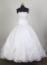 Pretty Ball Gown Strapless Floor-length White Quinceanera Dress Y042667