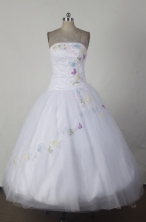 Pretty Ball Gown Strapless Floor-length White Quincenera Dresses TD260045